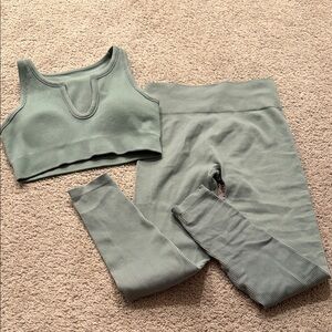 Sage Green Ribbed Activewear Set